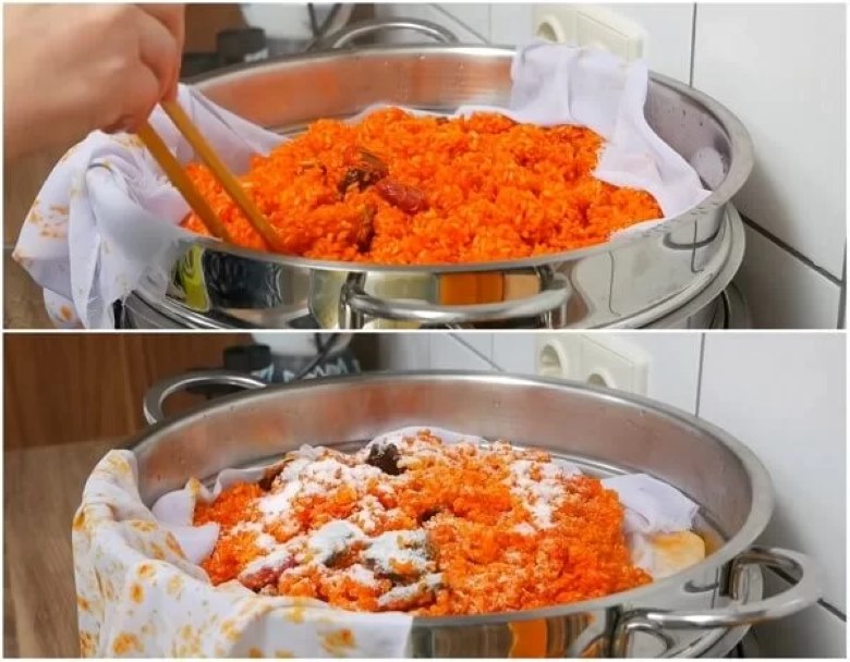 Hấp xôi gấc đậu xanh