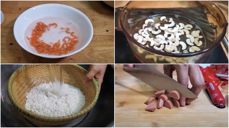 Sơ chế nguyên liệu xôi mặn