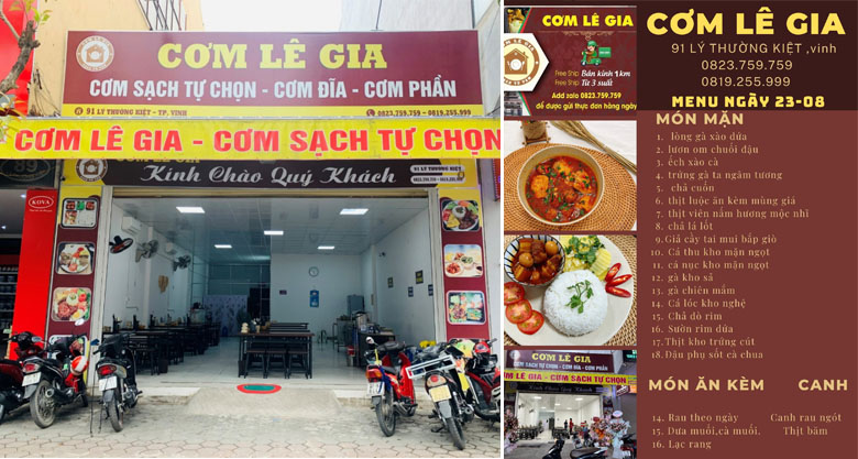 Cơm Lê Gia – Quán cơm ngon TP Vinh